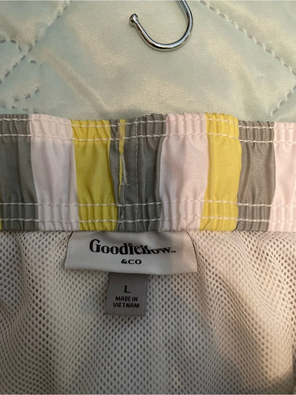 Goodfellow & Co Yellow and Gray Vertical Stripe Swim Trunks